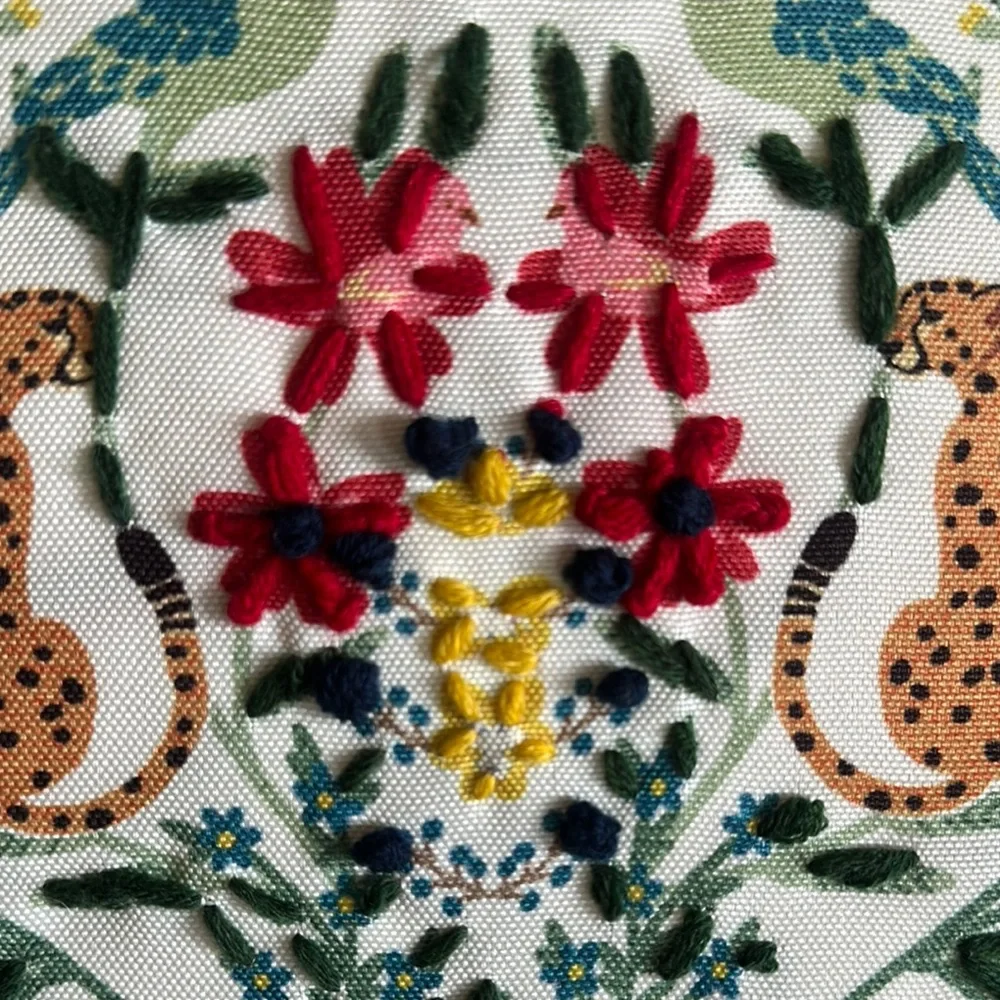 Palm Studio Outdoor Indoor Pillow Cheetah 🐆 Leopard Floral Embroidered NEW!
